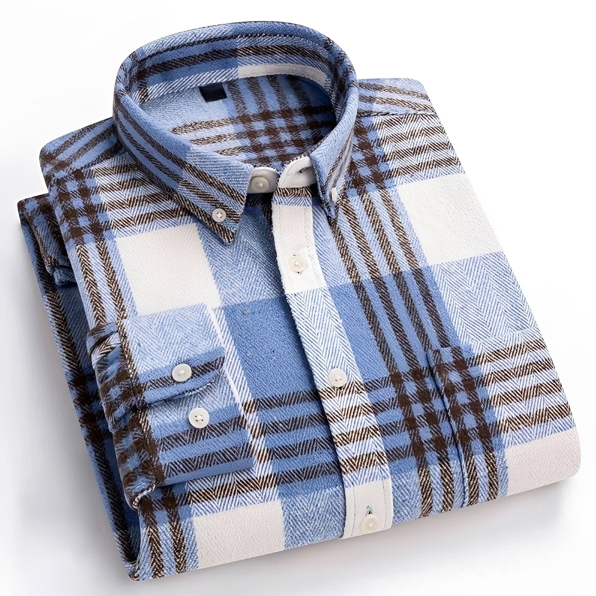 Men's Shirt - Button-Down Collar, Check Pattern, Relaxed Fit