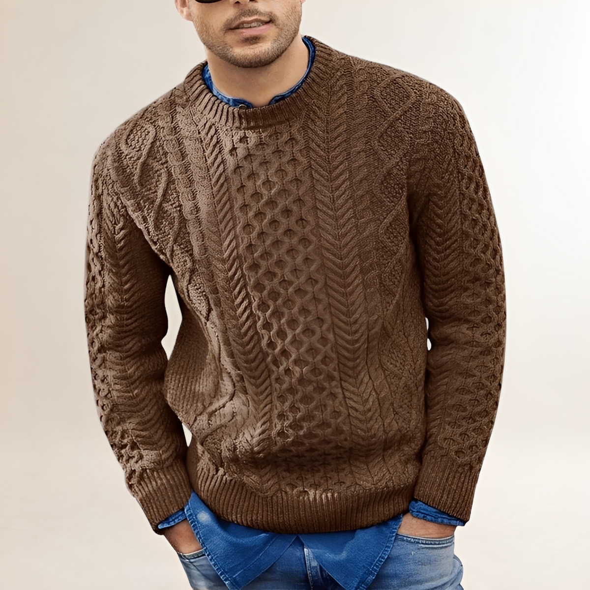 Men's Sweater - Textured Design, Crew Neck, Regular Fit, Casual Style