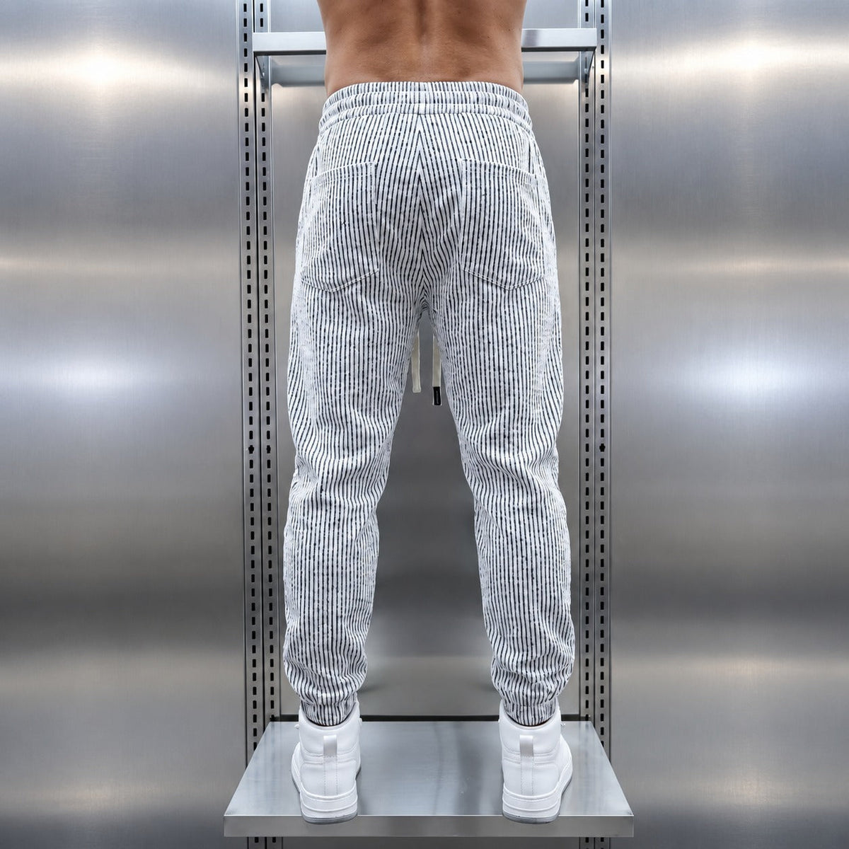 Men's Tapered Jogger Pants with Elastic Drawstring Waist - Modern Fit, Textured Design
