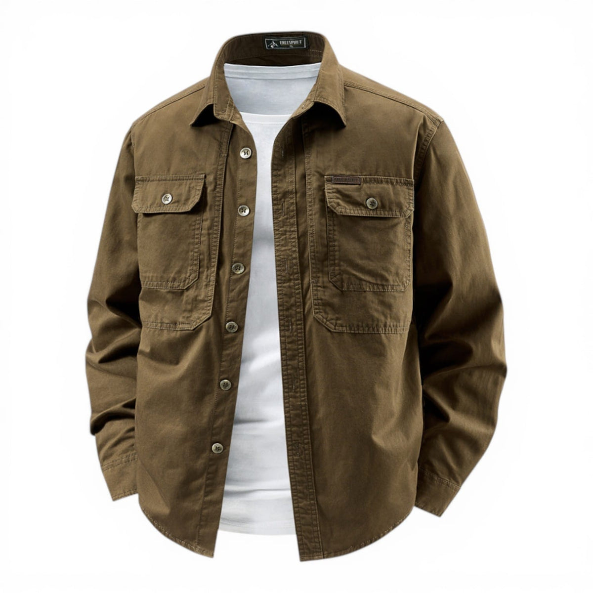 Men's Workwear Shirt with Reinforced Chest Pockets - Button Front, Regular Fit