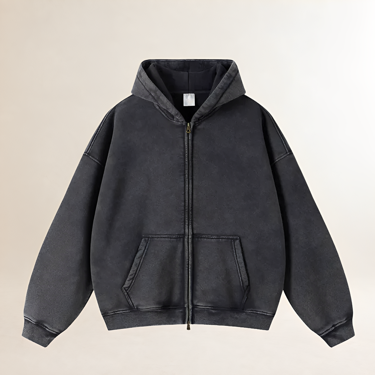 Men's Zipped Hoodie - Oversized Fit, Cozy Hood, Front Pockets
