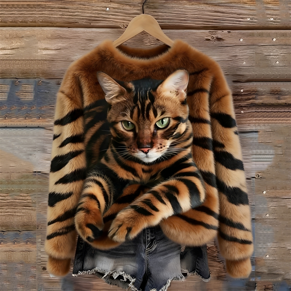 Pullover Sweatshirt for Women - Cat Graphic Design with Relaxed Fit