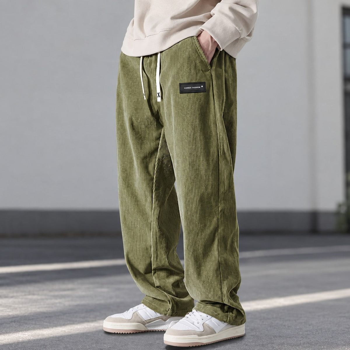 Stylish Pants for Men - Relaxed Fit with Drawstring Waist and Side Pockets