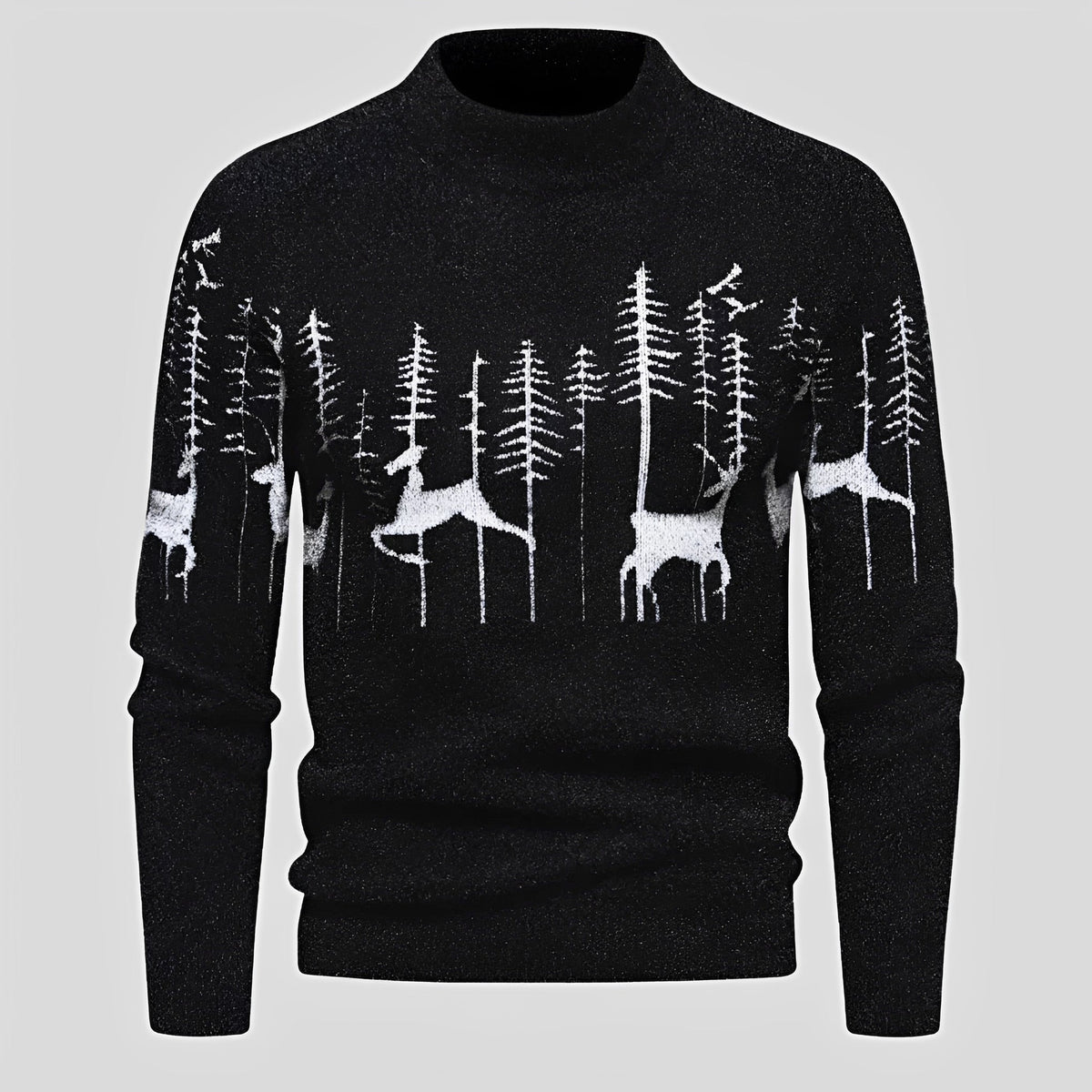 Sweater Men - Christmas Design, Deer and Forest Pattern, Regular Fit