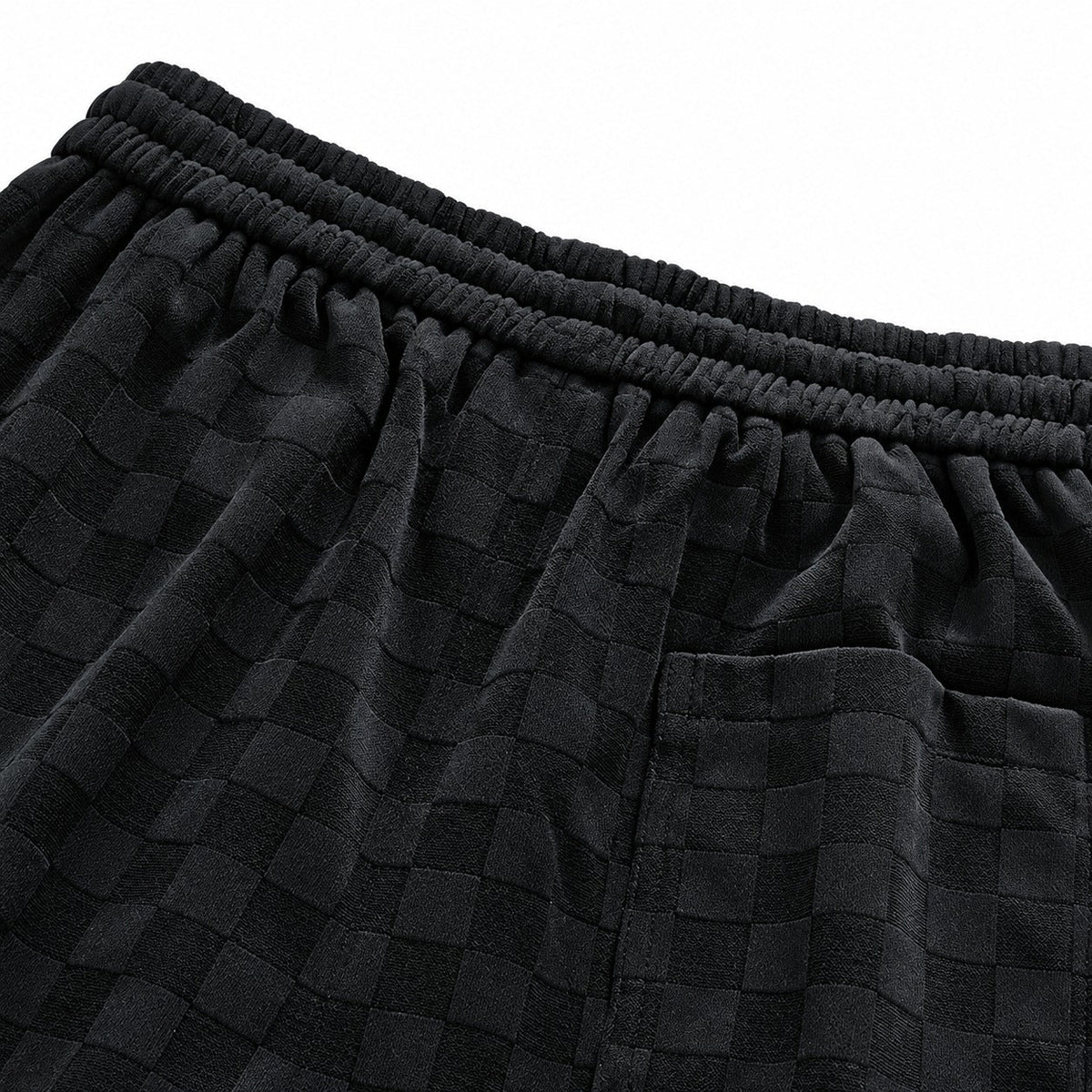 Sweatpants Men Checkered Pattern Elastic Waistband Loose Fit