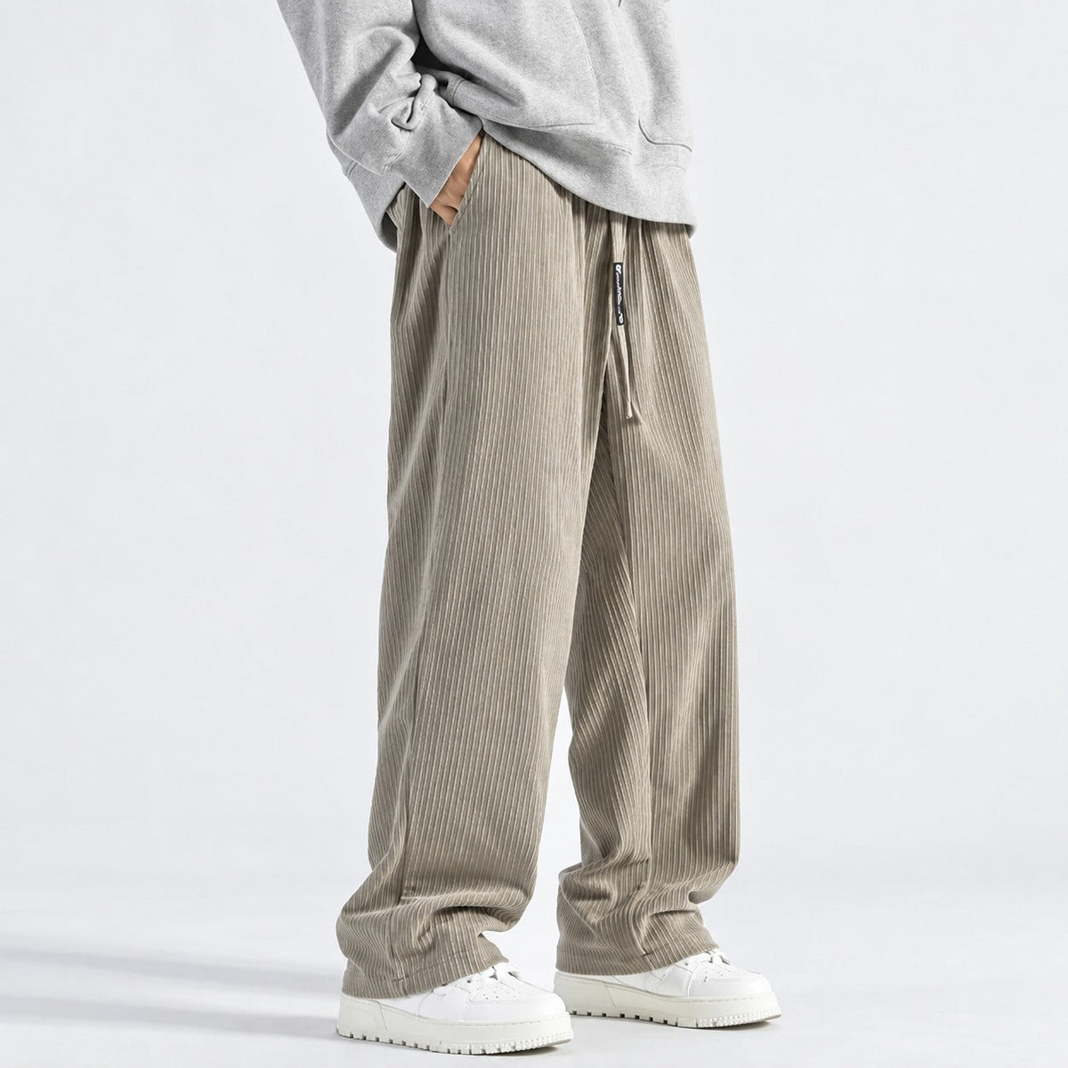 Sweatpants Men Loose Fit Drawstring Waist Wide Leg Casual Style