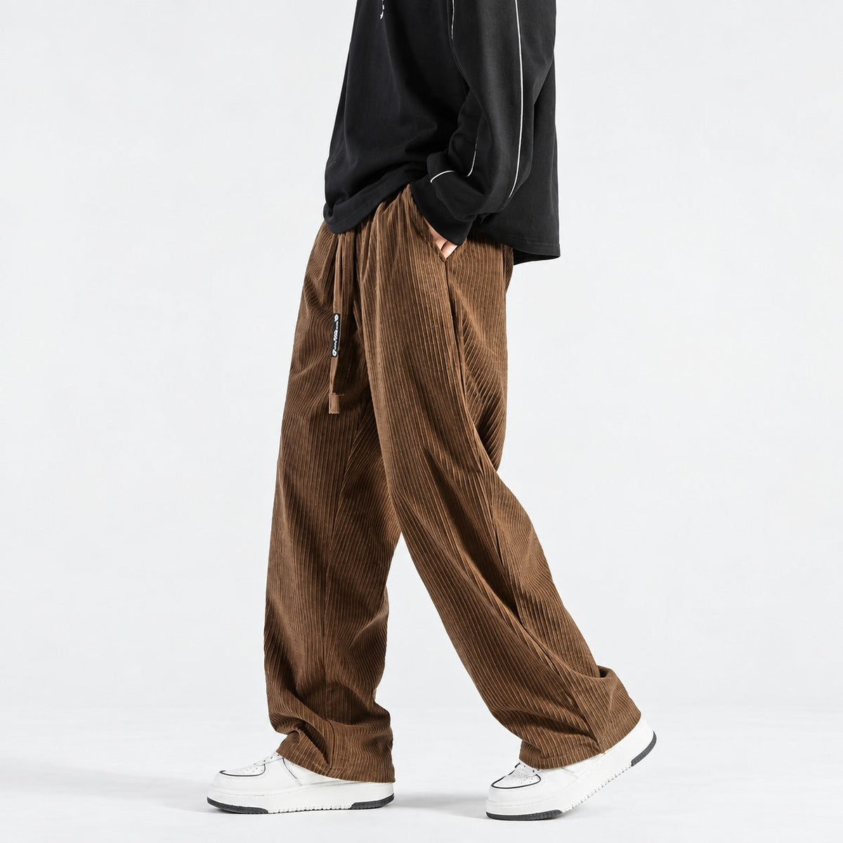 Sweatpants Men Loose Fit Drawstring Waist Wide Leg Casual Style