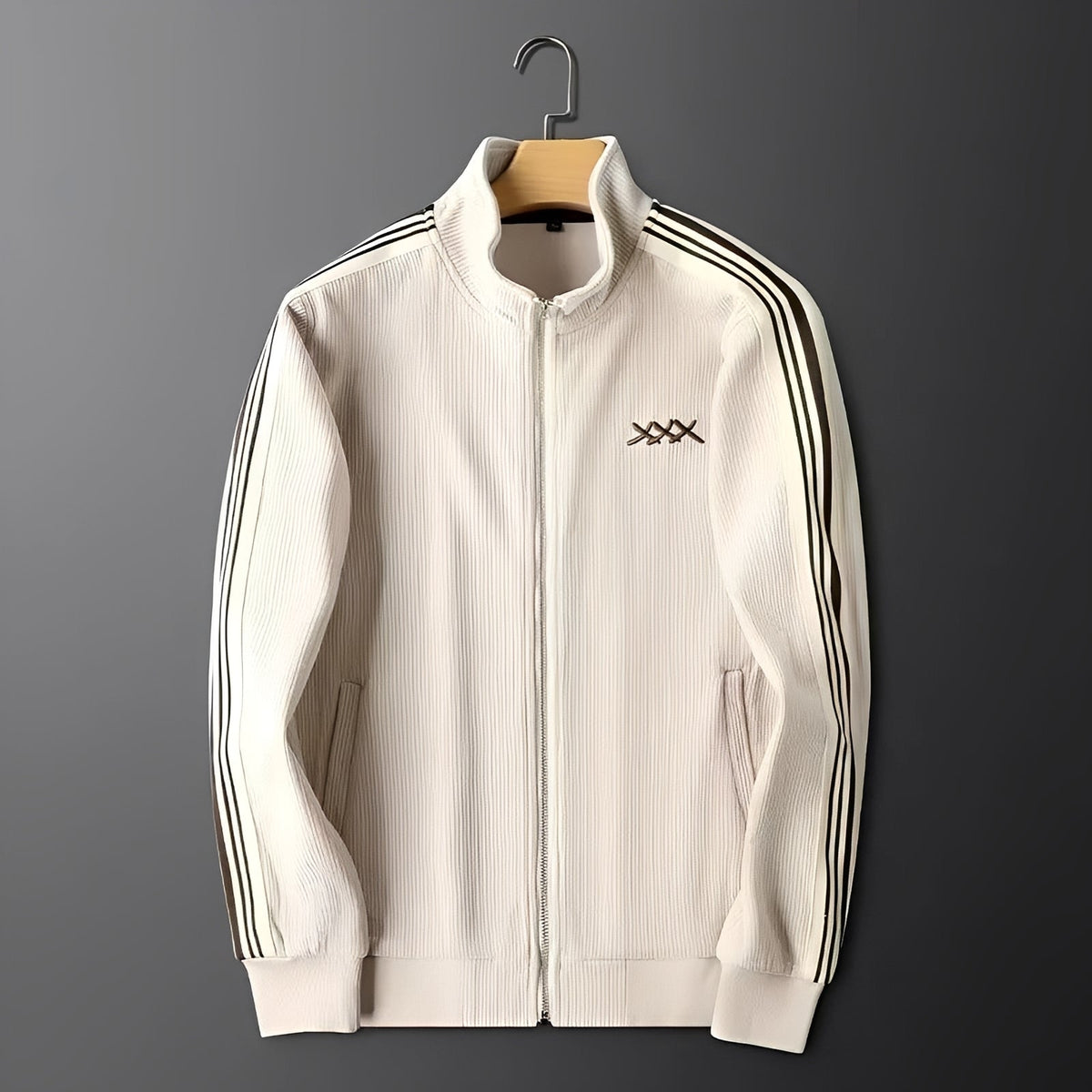 Tracksuit for Men - Zip-Up Jacket, Drawstring Pants, Ribbed Cuffs, Sporty Design
