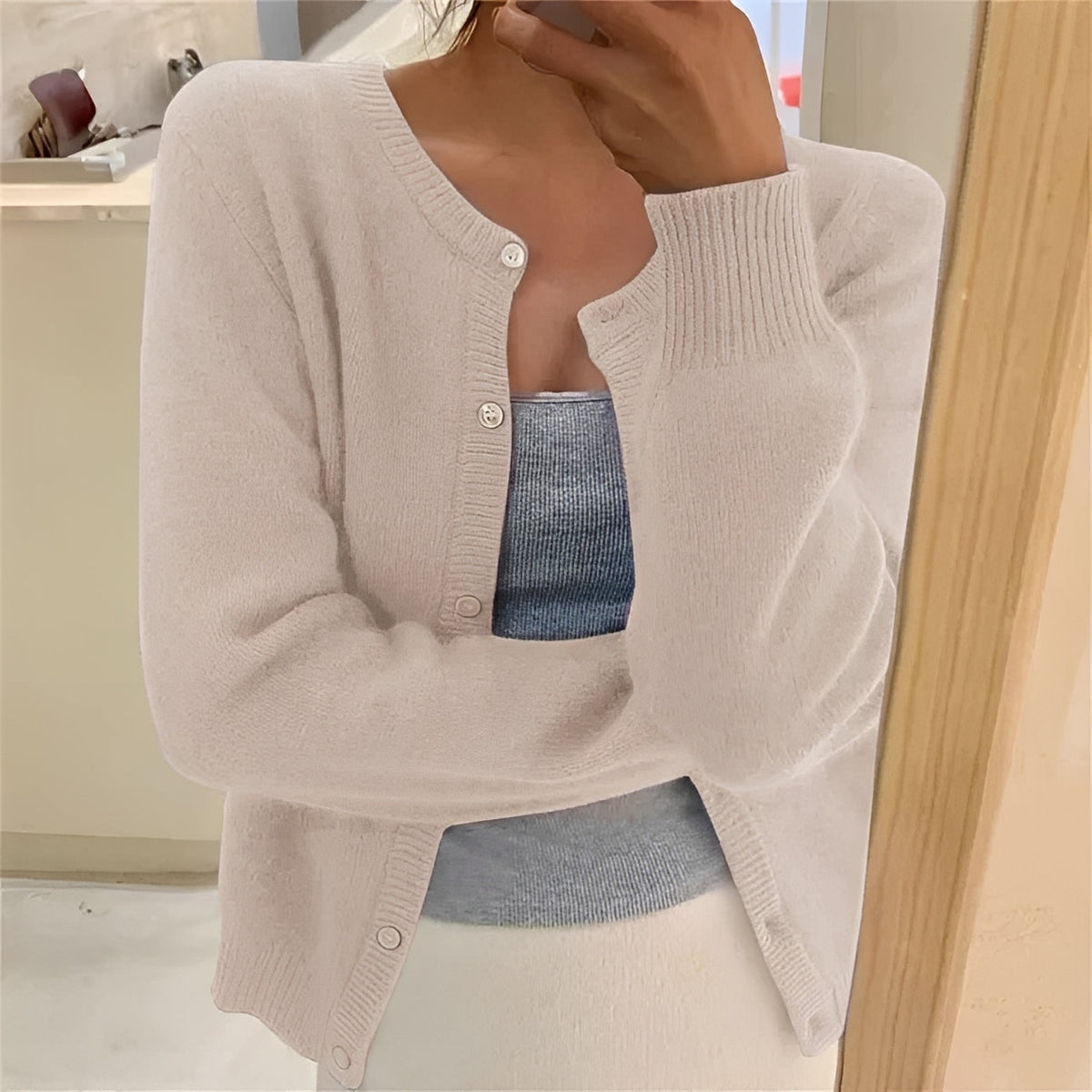 Women's Cardigan - Button Closure, Ribbed Cuffs, Regular Fit