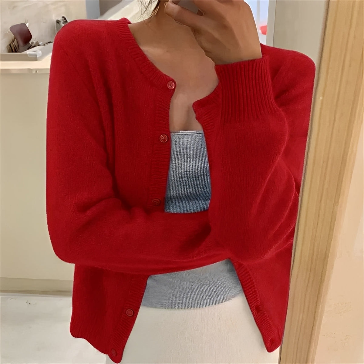 Women's Cardigan - Button Closure, Ribbed Cuffs, Regular Fit