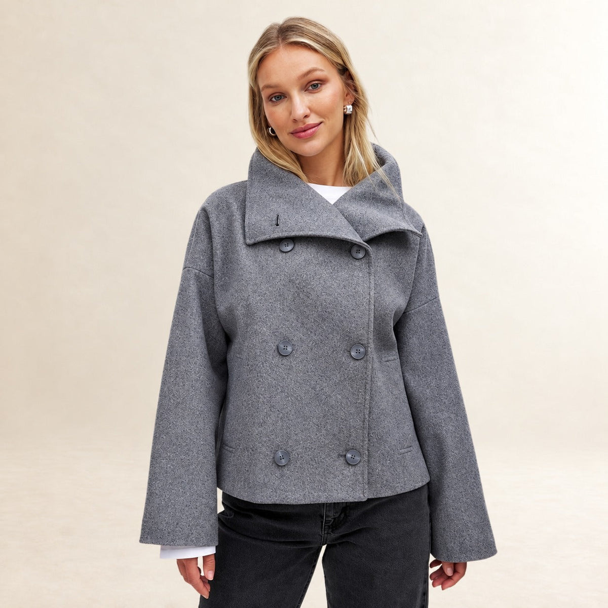 Women's Double-Breasted Jacket - Wide Lapel, Regular Fit