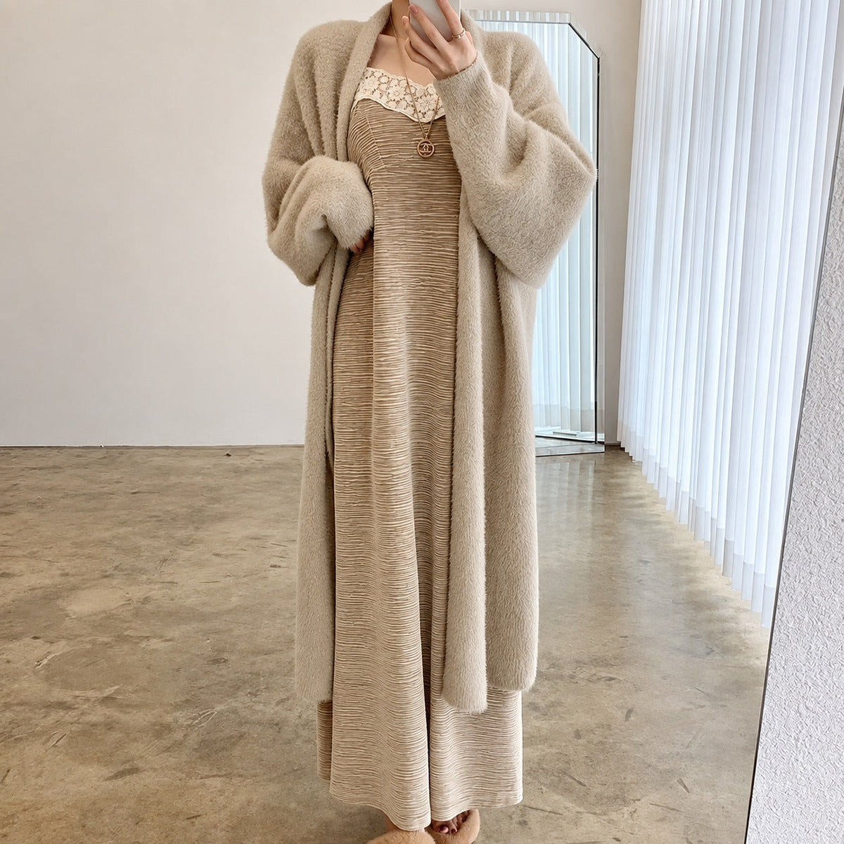 Women's Long Cardigan - Oversized Fit with Open Front Design