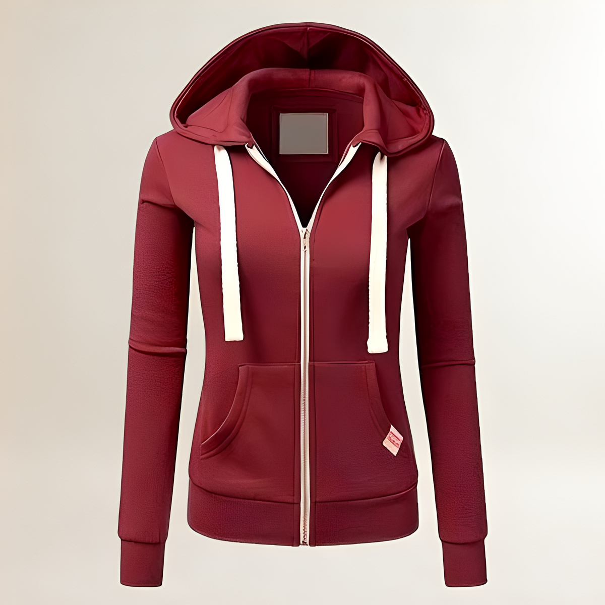 Women's Zip-Up Hoodie - Fitted Silhouette, Long Sleeves, Kangaroo Pocket