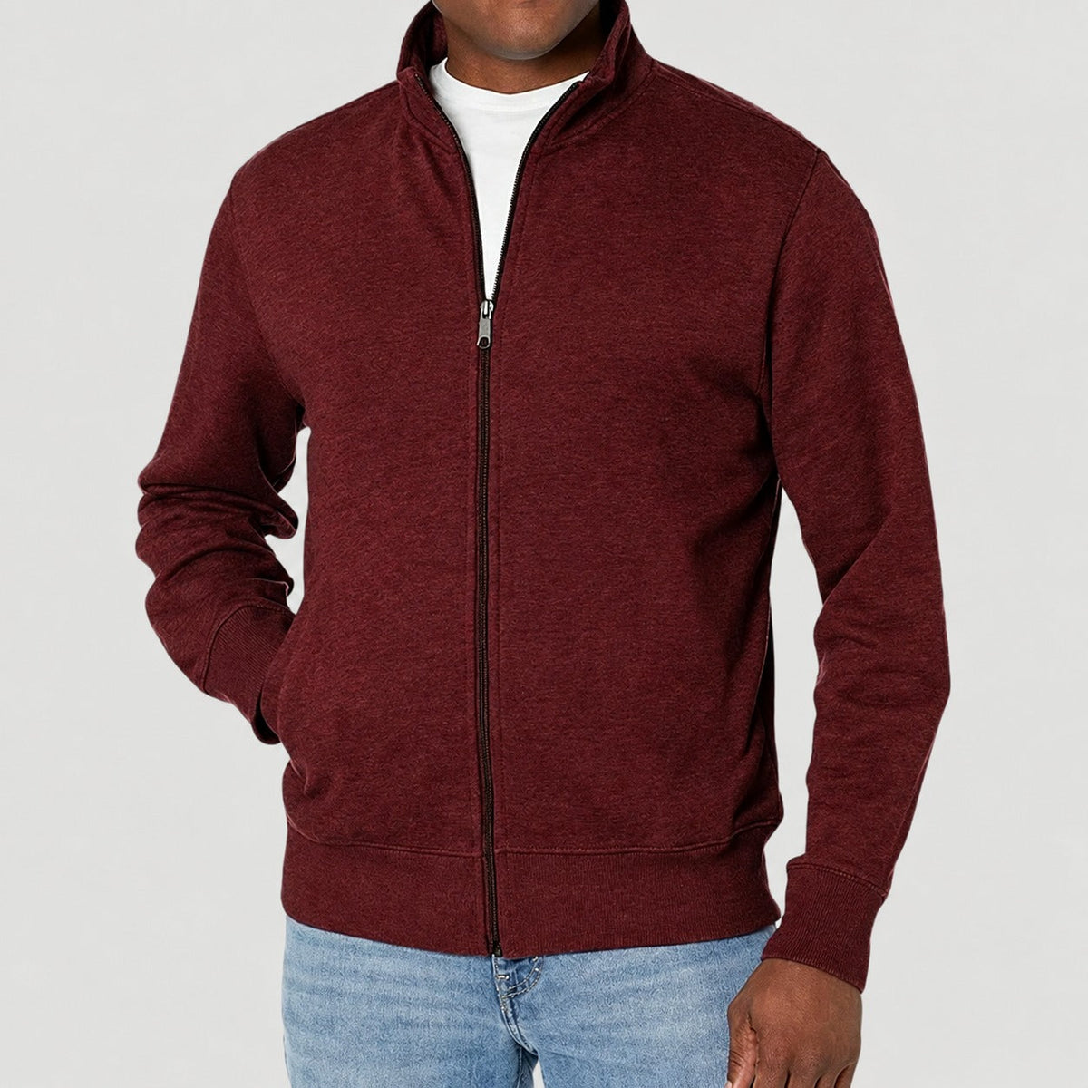 Zip-Up Jacket Men - Casual Style, Stand Collar, Regular Fit