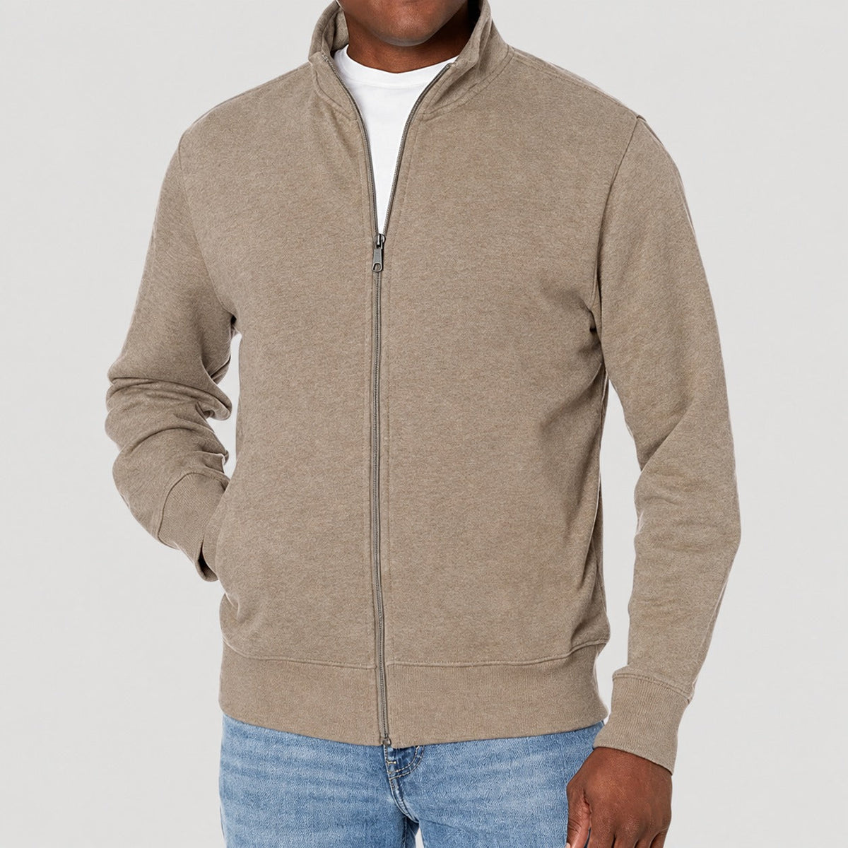 Zip-Up Jacket Men - Casual Style, Stand Collar, Regular Fit