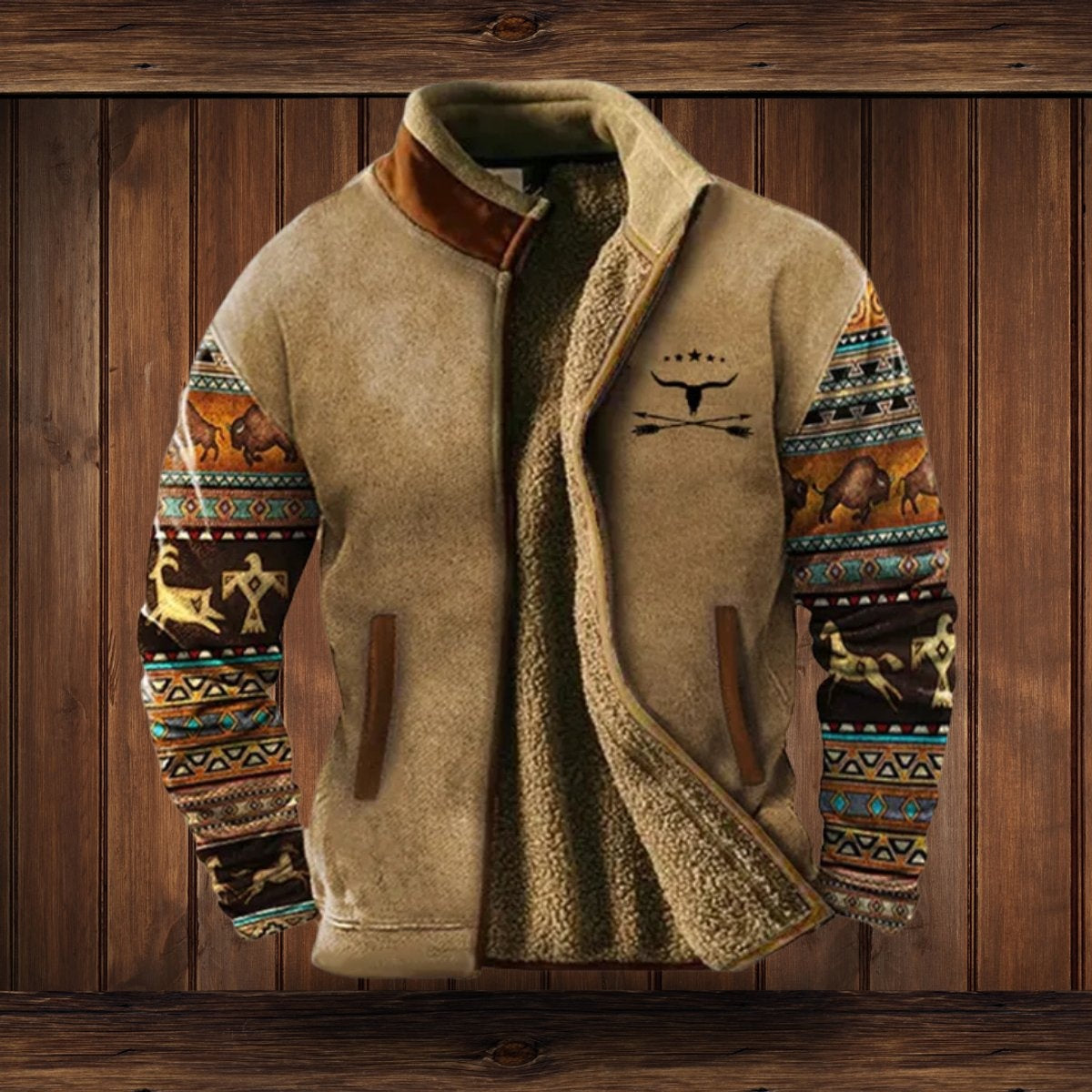 Wyatt | Men's Aztec Print Sherpa Jacket Fleece Winter Coat