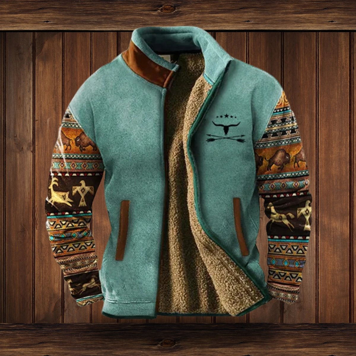 Wyatt | Men's Aztec Print Sherpa Jacket Fleece Winter Coat