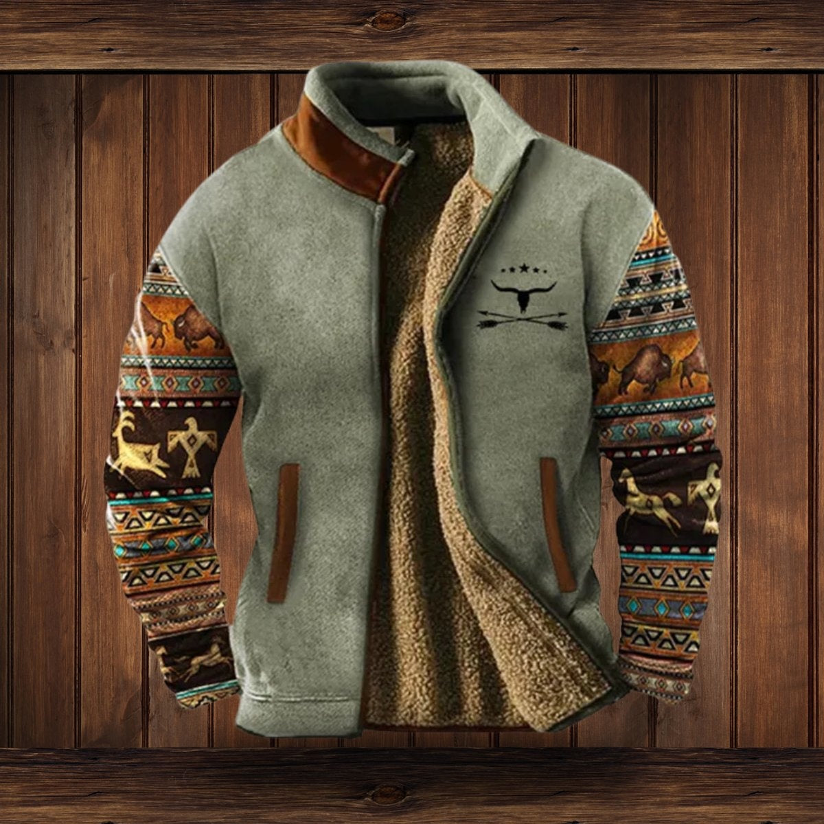 Wyatt | Men's Aztec Print Sherpa Jacket Fleece Winter Coat