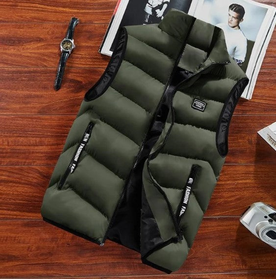 Liam | Men's Quilted Puffer Vest Sleeveless High Collar Zip