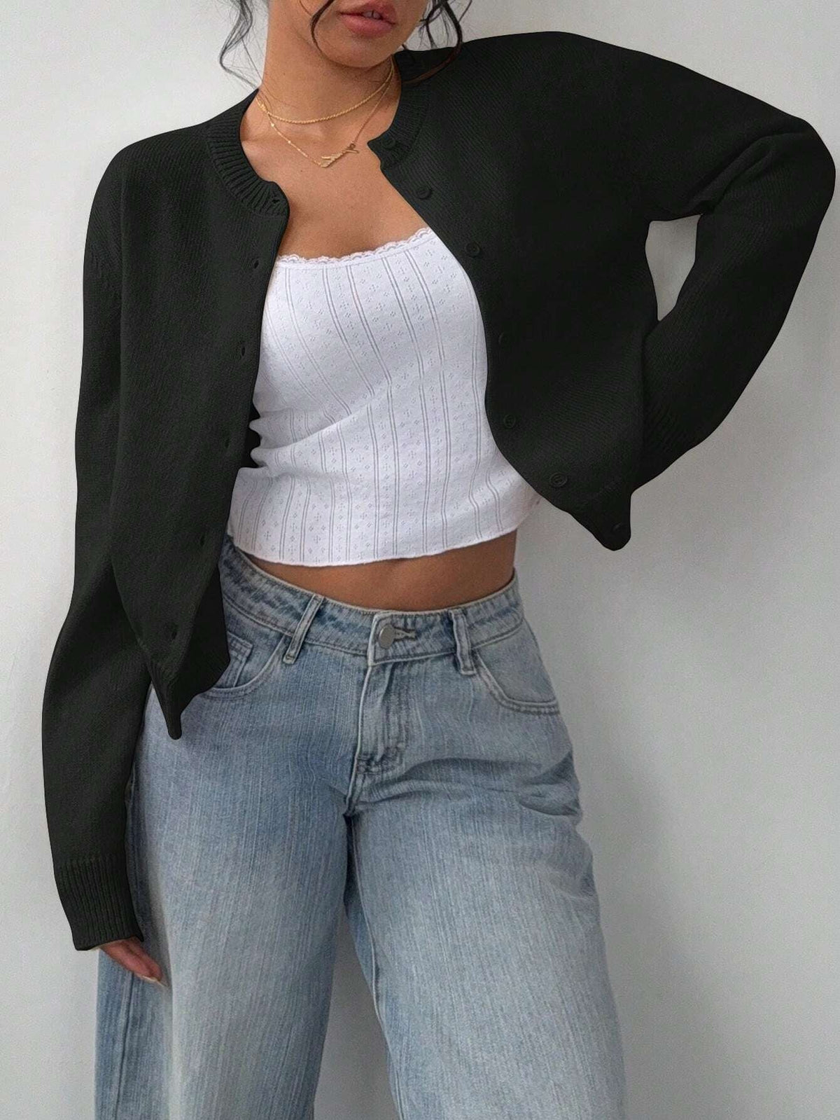 Cropped Cardigan – Knitted Slim Fit Long Sleeve Women's Sweater