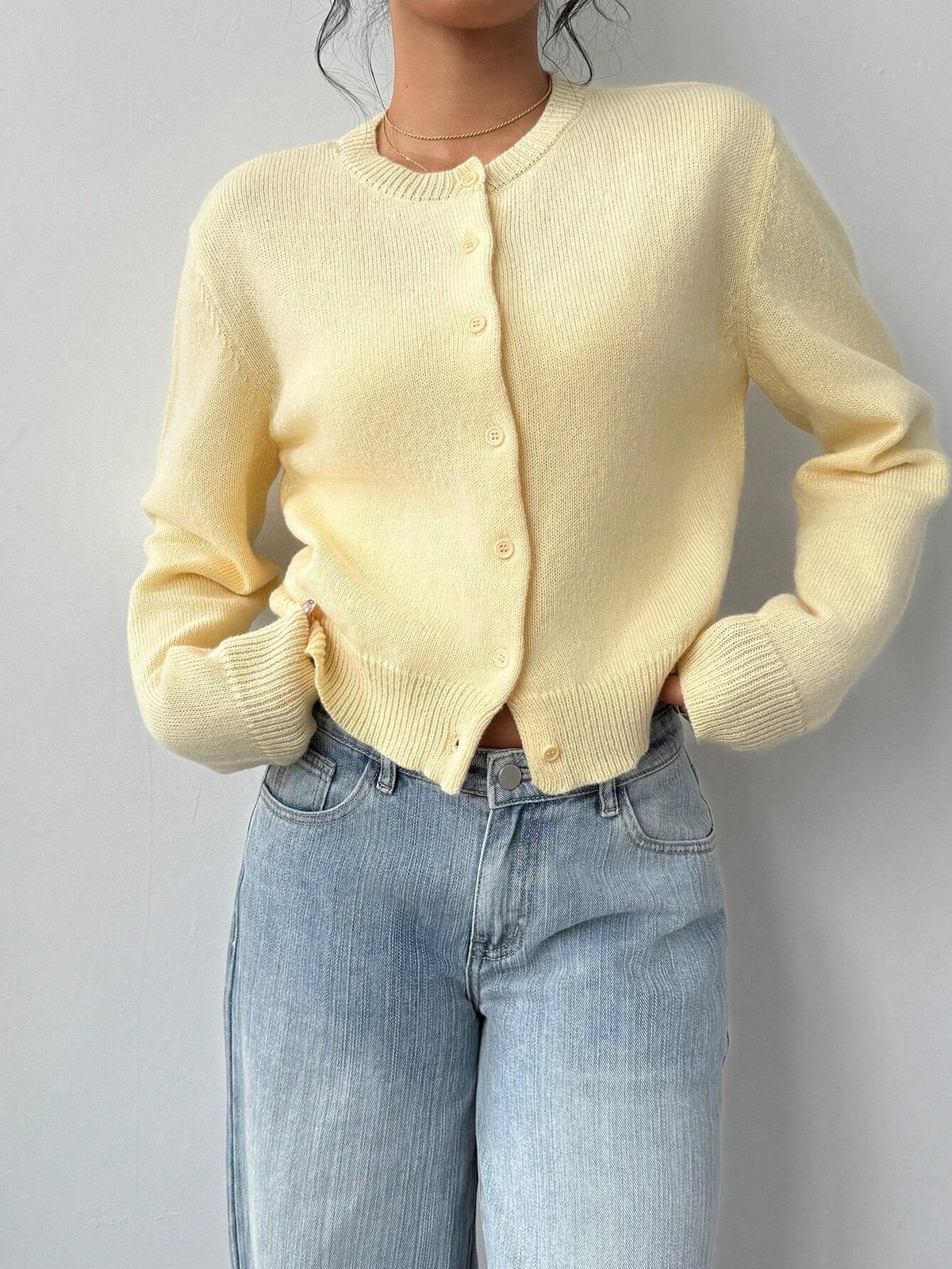 Cropped Cardigan – Knitted Slim Fit Long Sleeve Women's Sweater