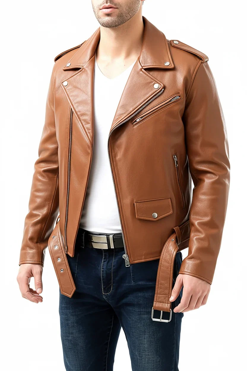 Men's Vegan Leather Jacket Loose Fit – 3D Patch Pocket Street Style