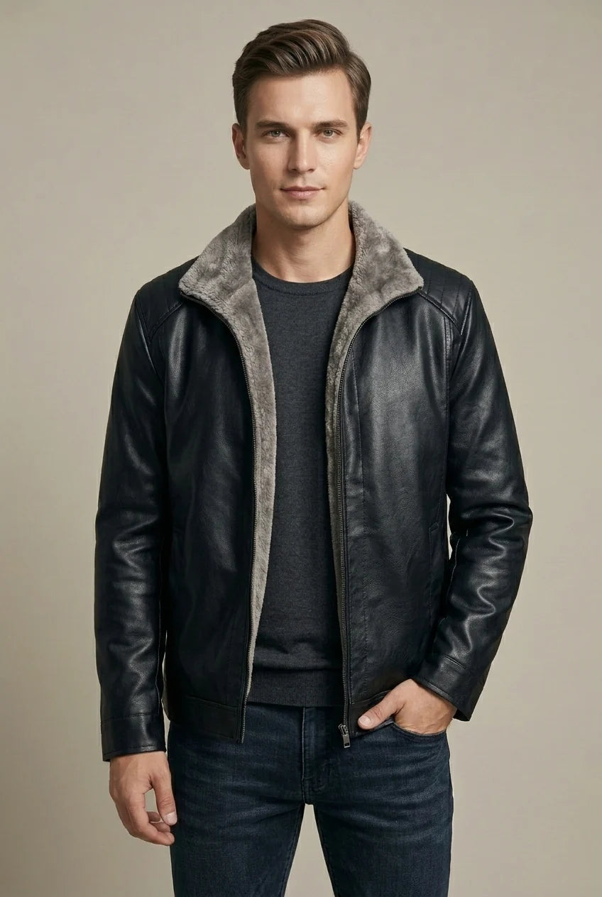 Men's Sheepskin Leather Jacket Fleece Lined – Relaxed Fit Winter Outerwear