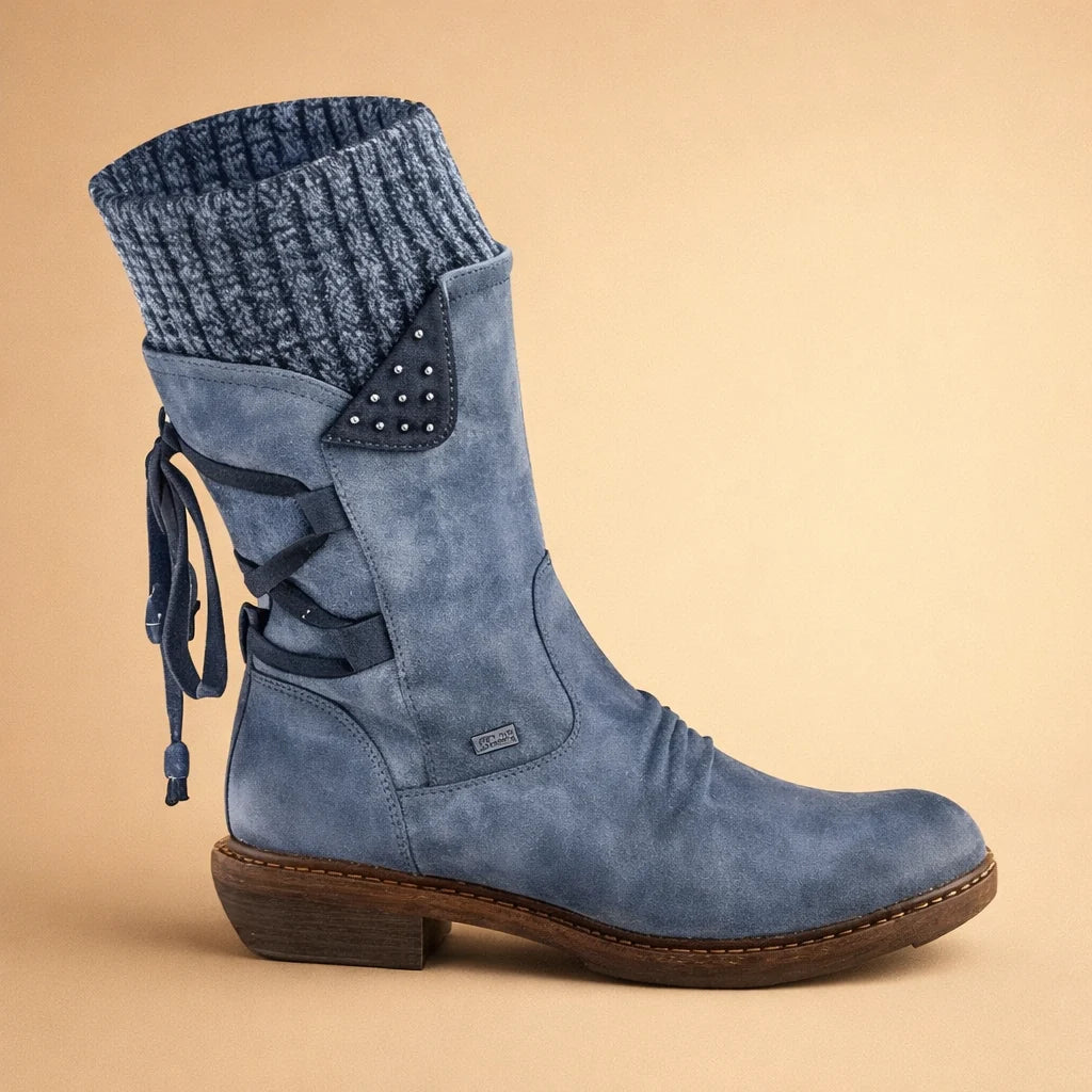 Women's Vegan Leather Martin Boot – Low Heel Square Toe Comfort
