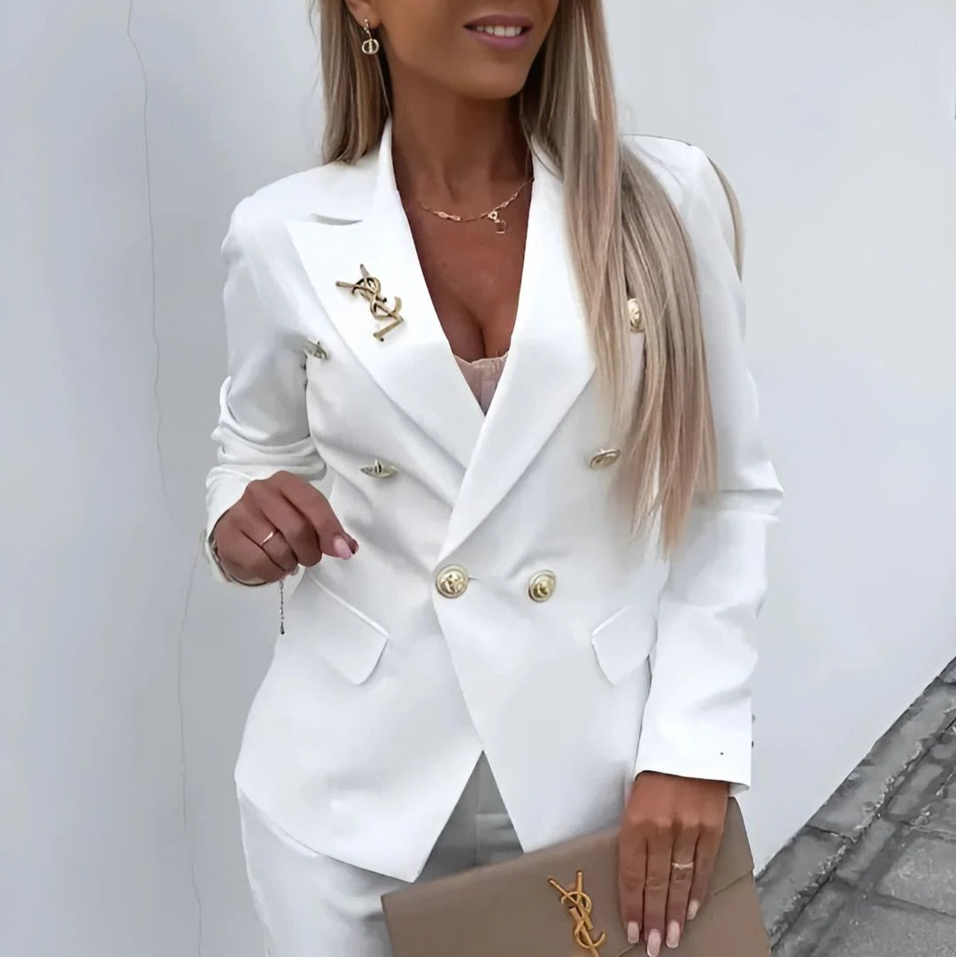 Women's Double-Breasted Blazer & Straight Leg Trouser Suit
