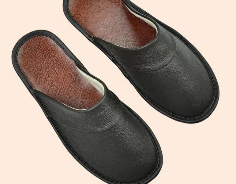 Men's Leather Slippers | Casual Indoor Footwear