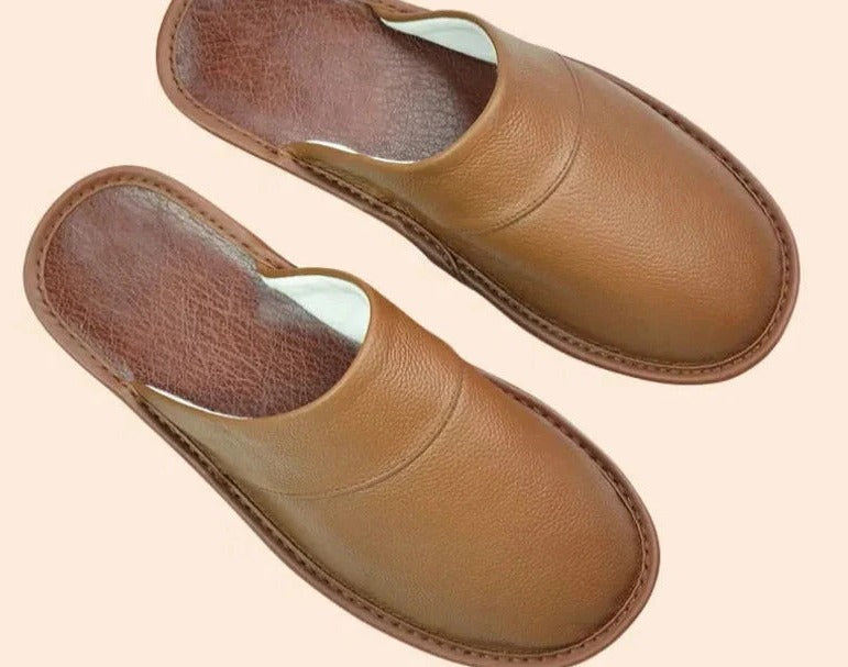 Men's Leather Slippers | Casual Indoor Footwear
