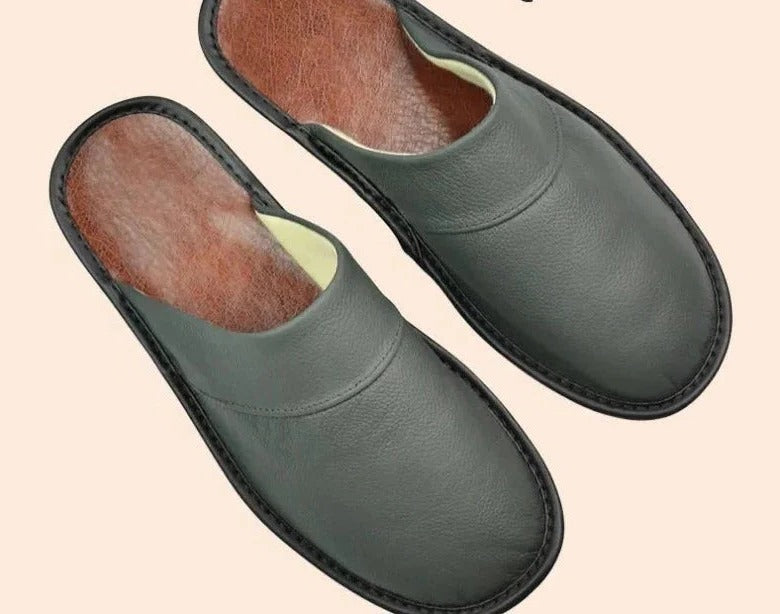 Men's Leather Slippers | Casual Indoor Footwear