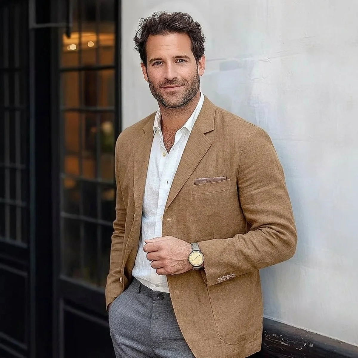 Men's Cotton-Linen Casual Jacket – Retro Unstructured Design