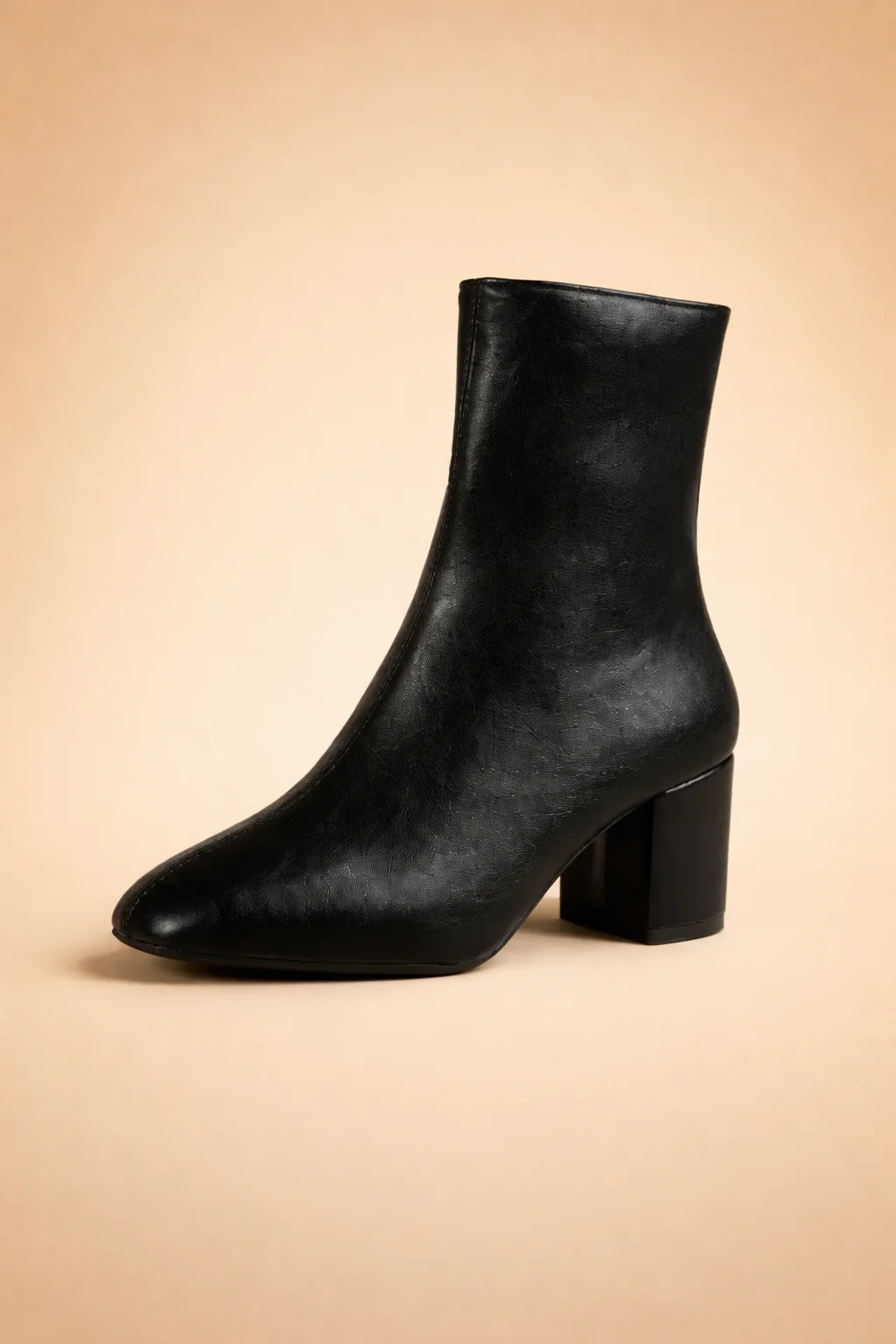 Women's High Heel Chunky Boot – Square Toe Side Zip Design