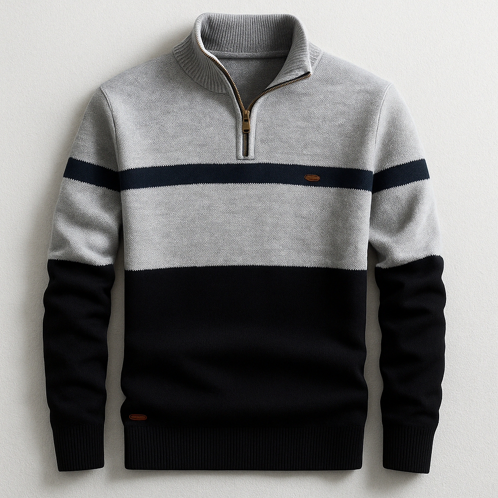 MEN'S PULLOVER WITH ZIP COLLAR