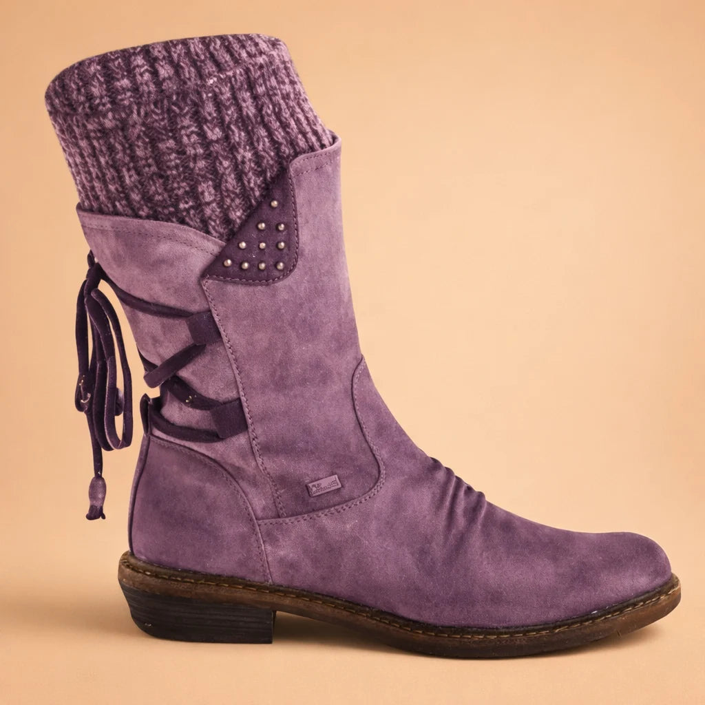 Women's Vegan Leather Martin Boot – Low Heel Square Toe Comfort