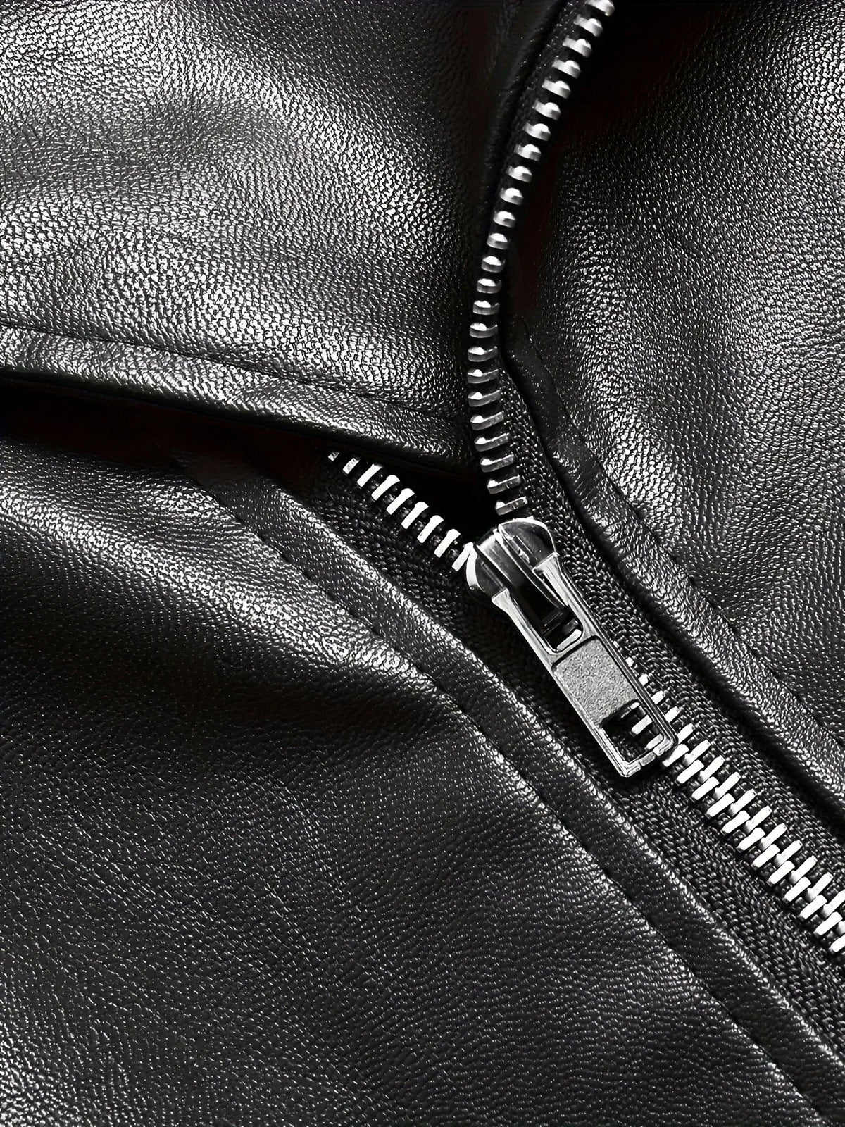 Men's Vegan Leather Jacket Loose Fit – 3D Patch Pocket Street Style