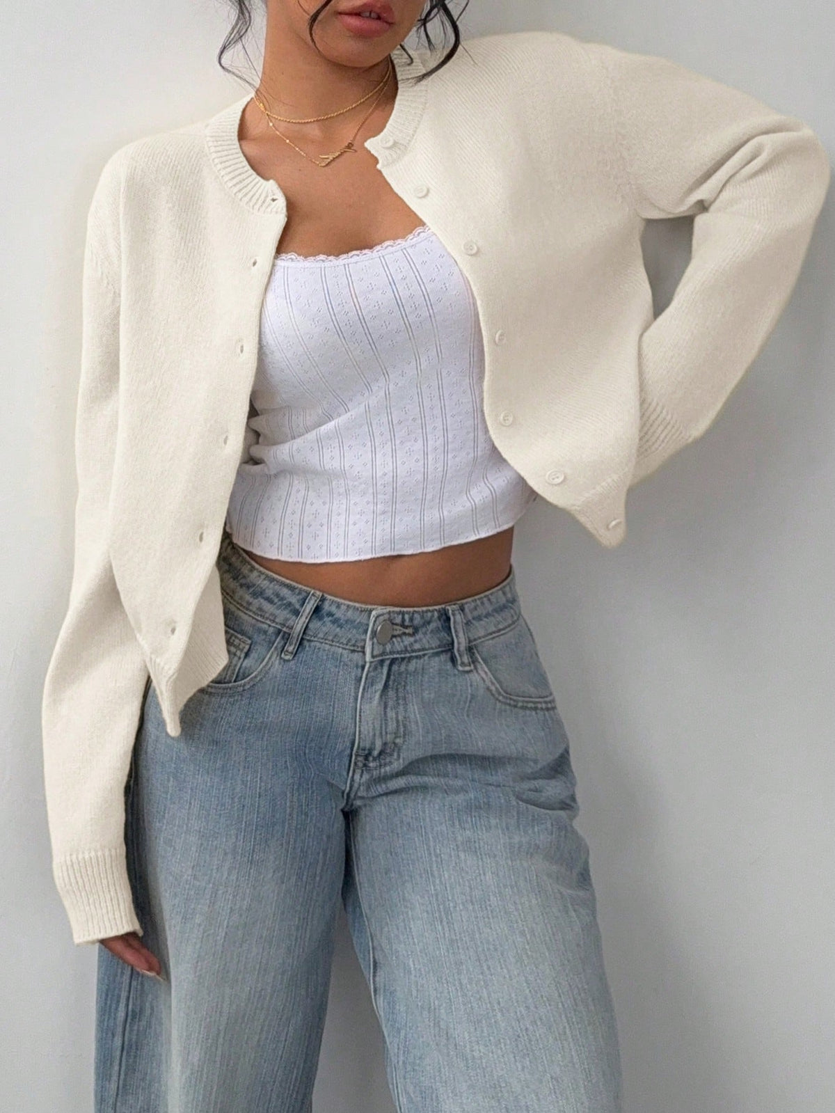 Cropped Cardigan – Knitted Slim Fit Long Sleeve Women's Sweater
