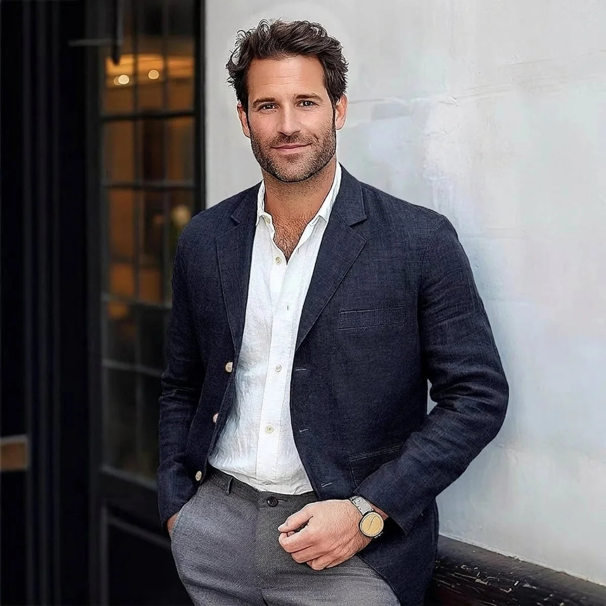 Men's Cotton-Linen Casual Jacket – Retro Unstructured Design