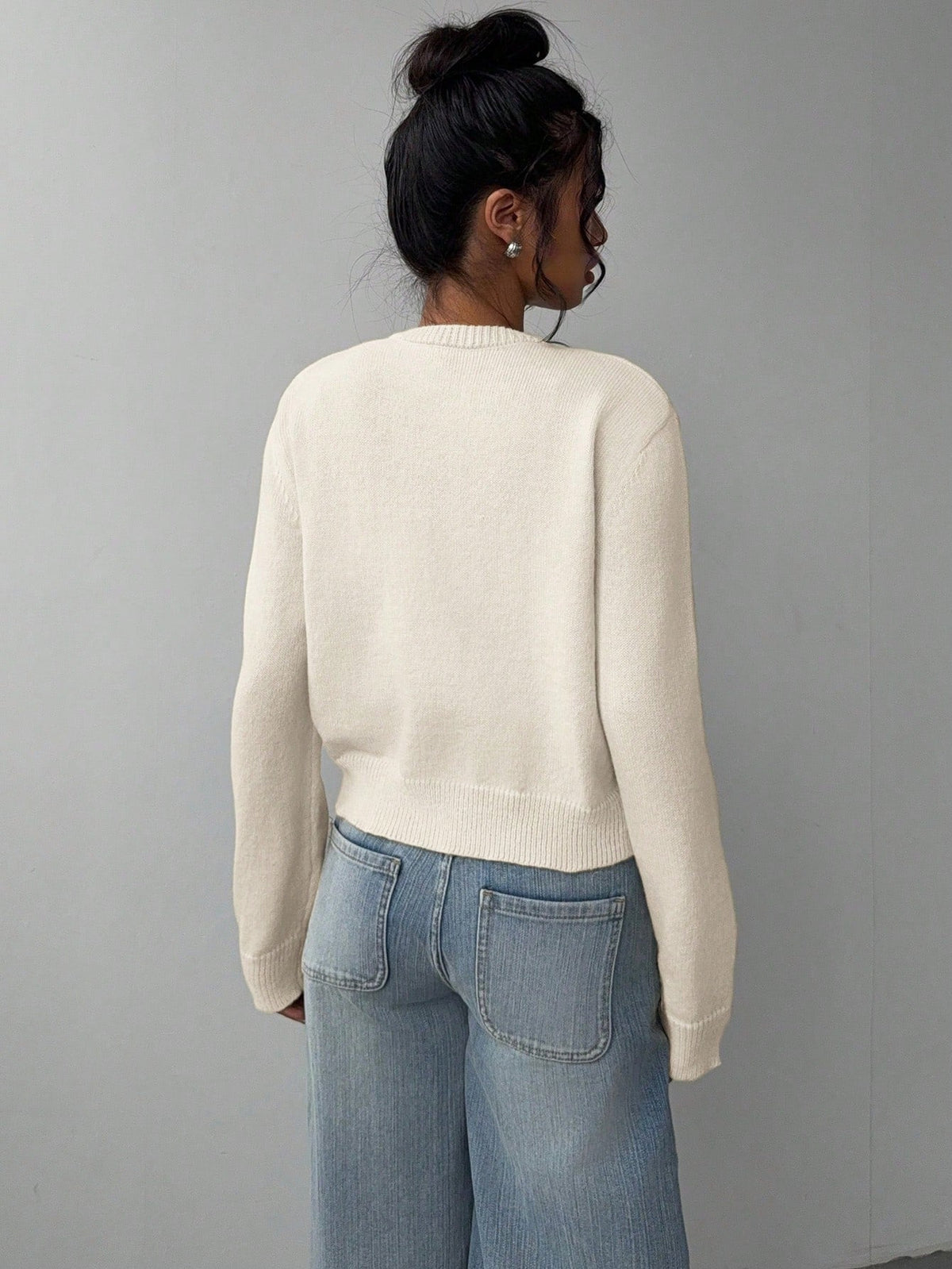 Cropped Cardigan – Knitted Slim Fit Long Sleeve Women's Sweater