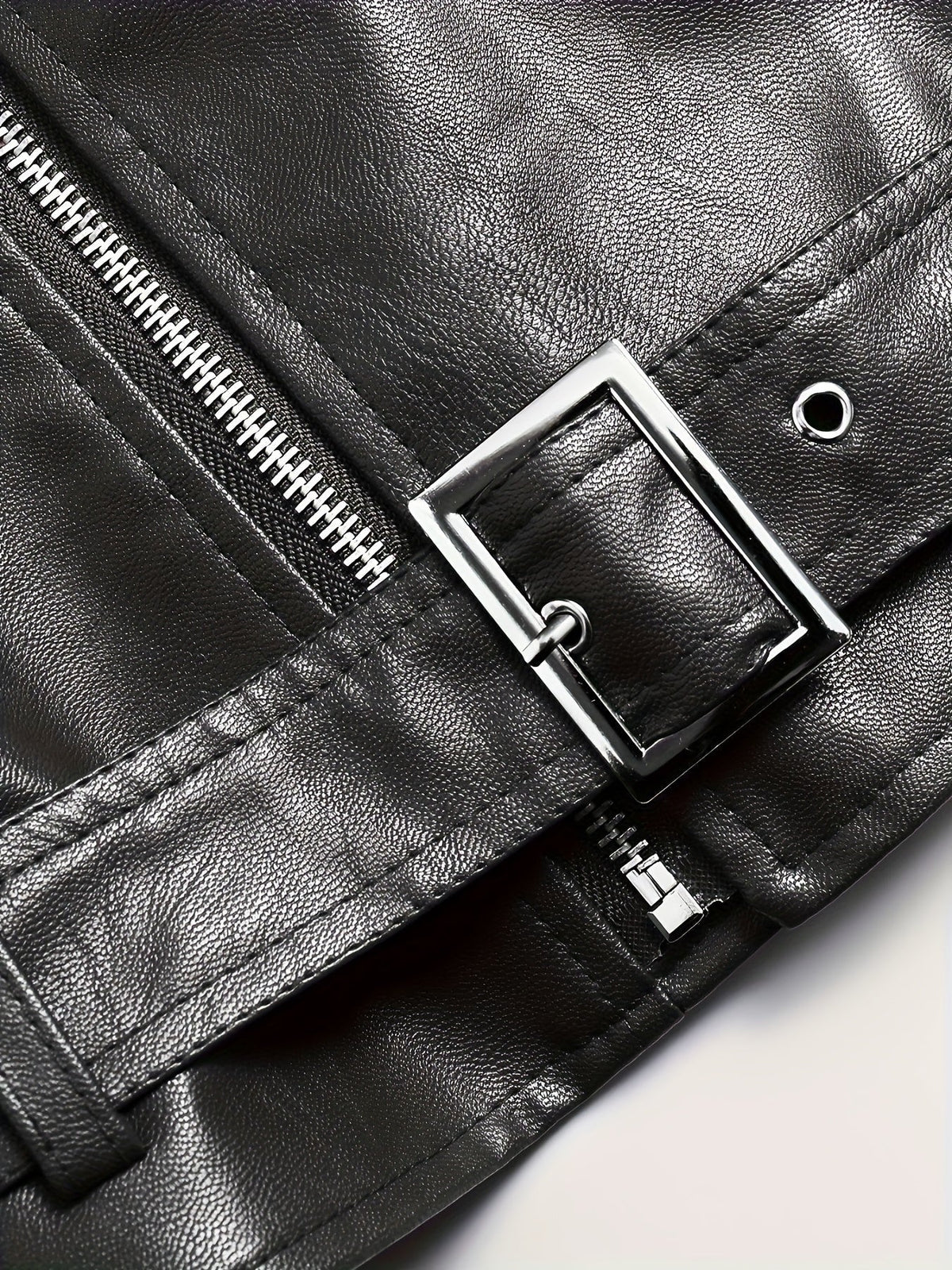 Men's Vegan Leather Jacket Loose Fit – 3D Patch Pocket Street Style