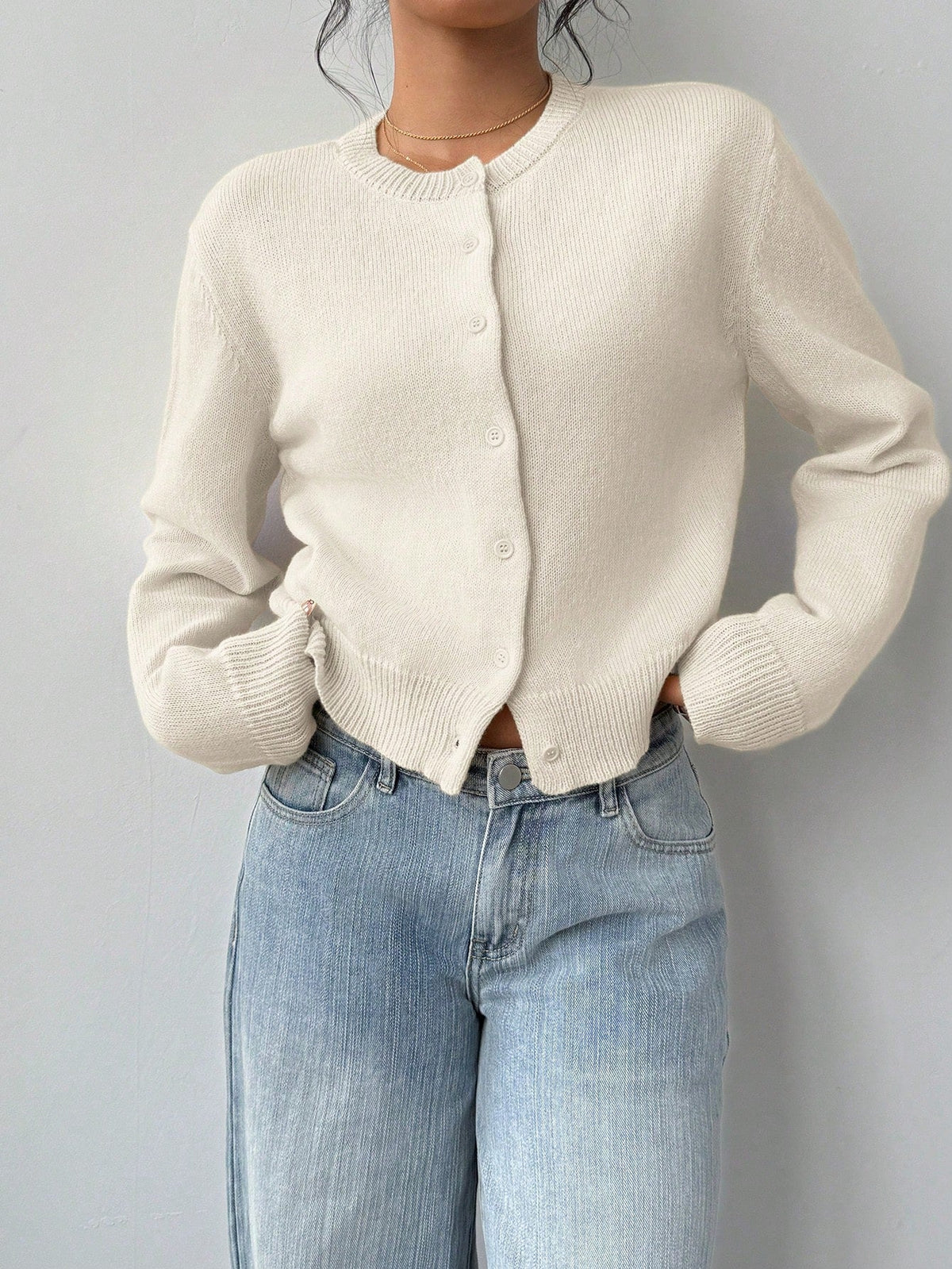 Cropped Cardigan – Knitted Slim Fit Long Sleeve Women's Sweater