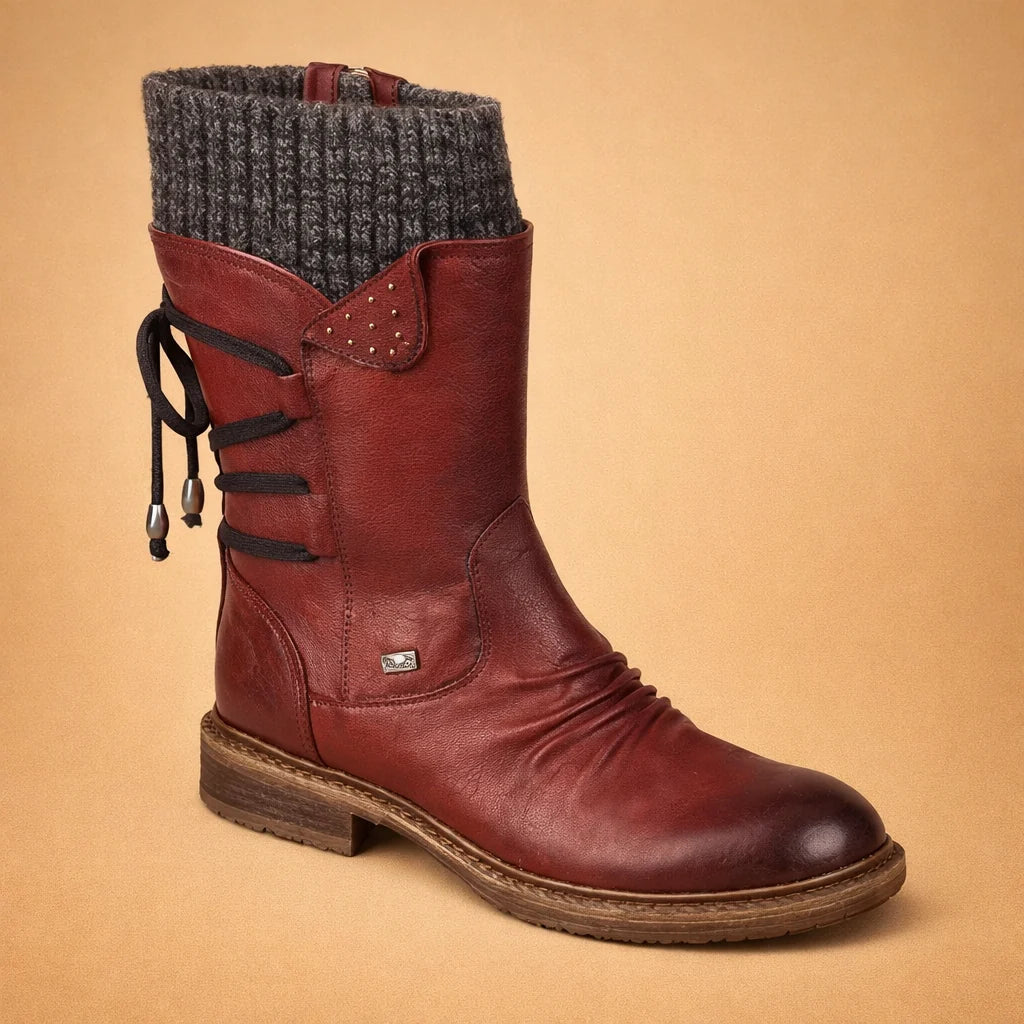 Women's Vegan Leather Martin Boot – Low Heel Square Toe Comfort