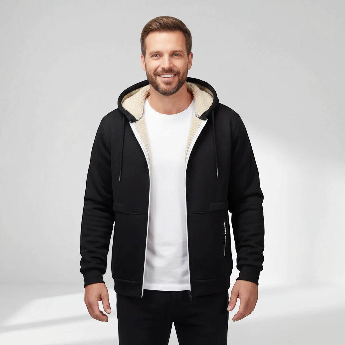 Men's Hooded Sherpa-Lined Zip-Up Cardigan | Logan