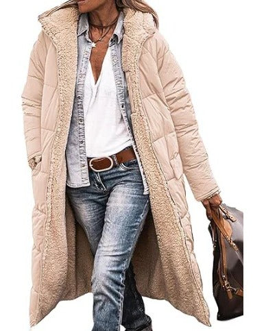 Women's Reversible Quilted Coat | Longline Sherpa Jacket