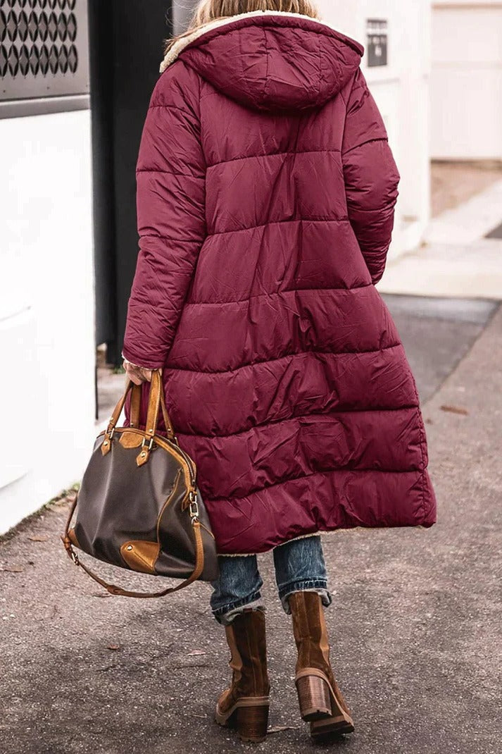 Women's Reversible Quilted Coat | Longline Sherpa Jacket
