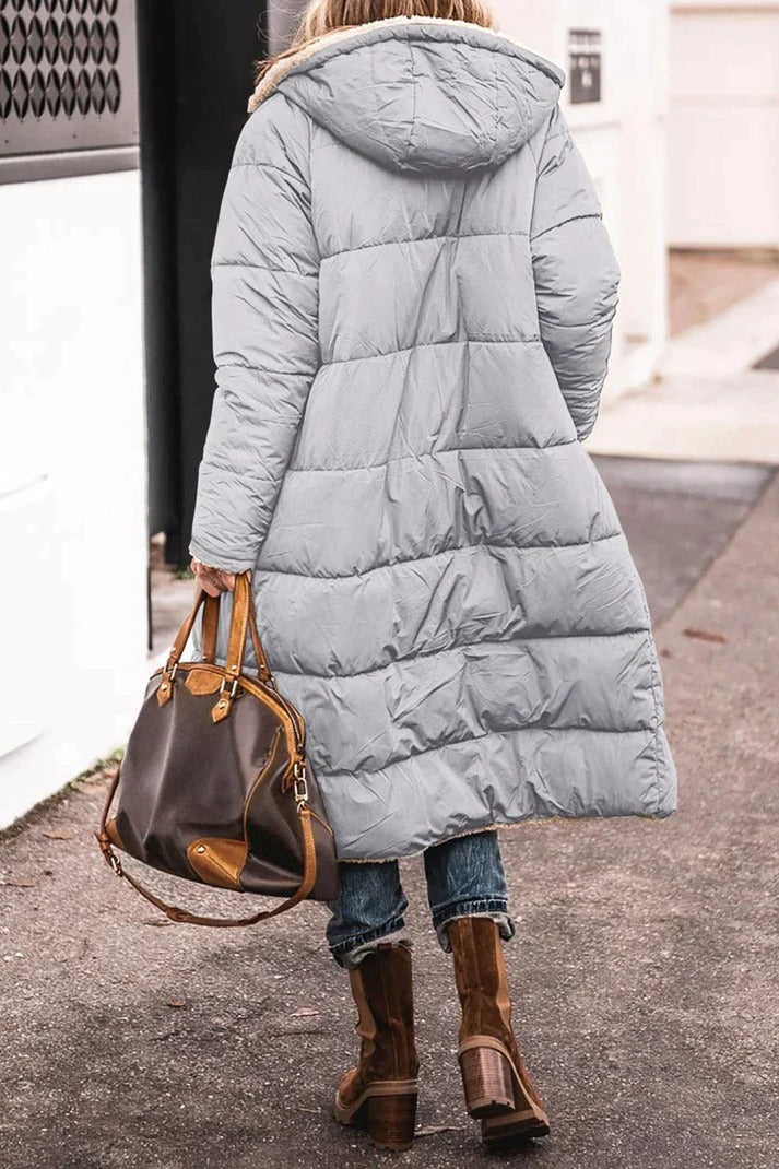 Women's Reversible Quilted Coat | Longline Sherpa Jacket