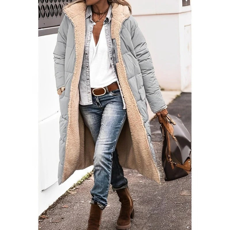 Women's Reversible Quilted Coat | Longline Sherpa Jacket