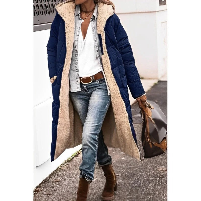 Women's Reversible Quilted Coat | Longline Sherpa Jacket