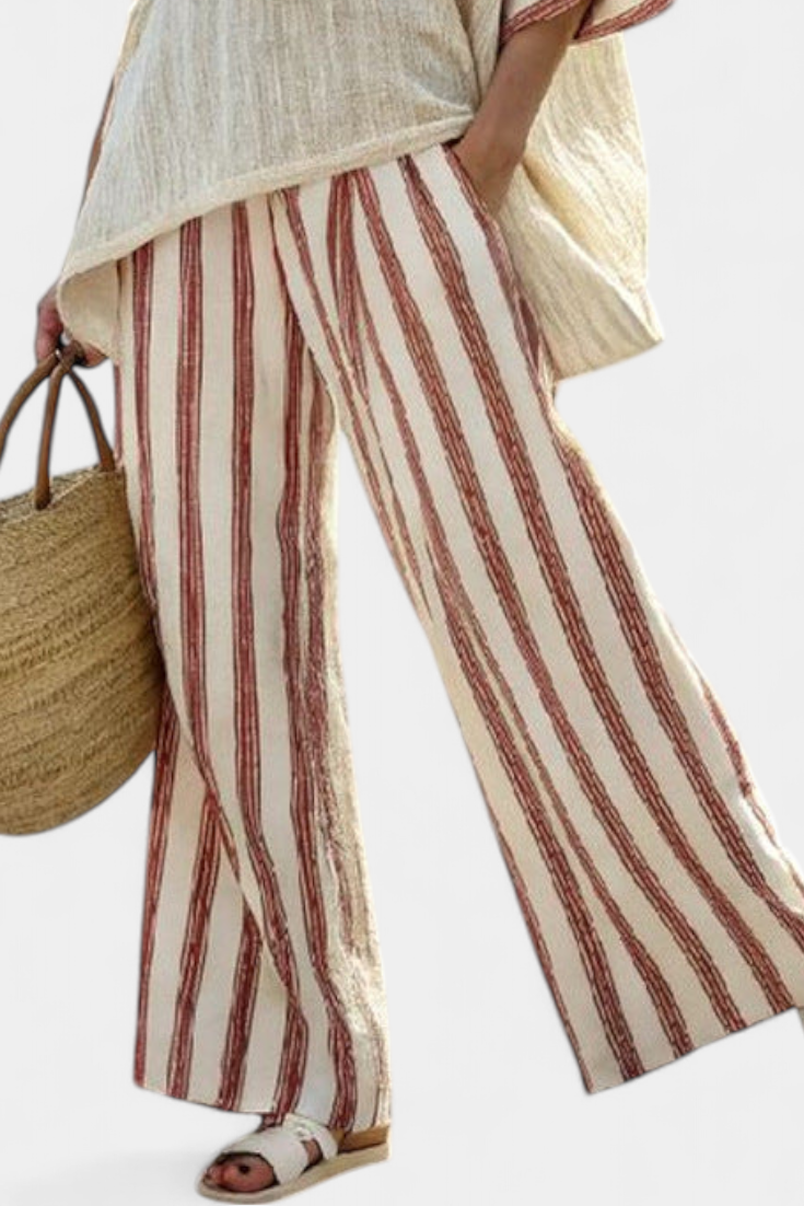Women's Printed Boho Two-Piece Summer Trouser Set – Oversized Short Sleeve Top and Relaxed Wide Leg Trousers for Casual Holiday Wear